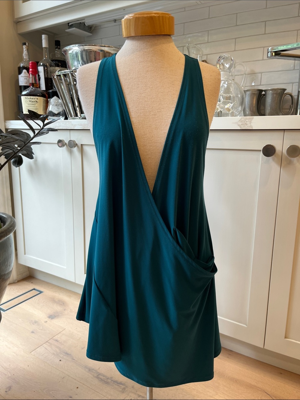 Sympli Deep Teal Sleeveless V-Neck Draped Tank